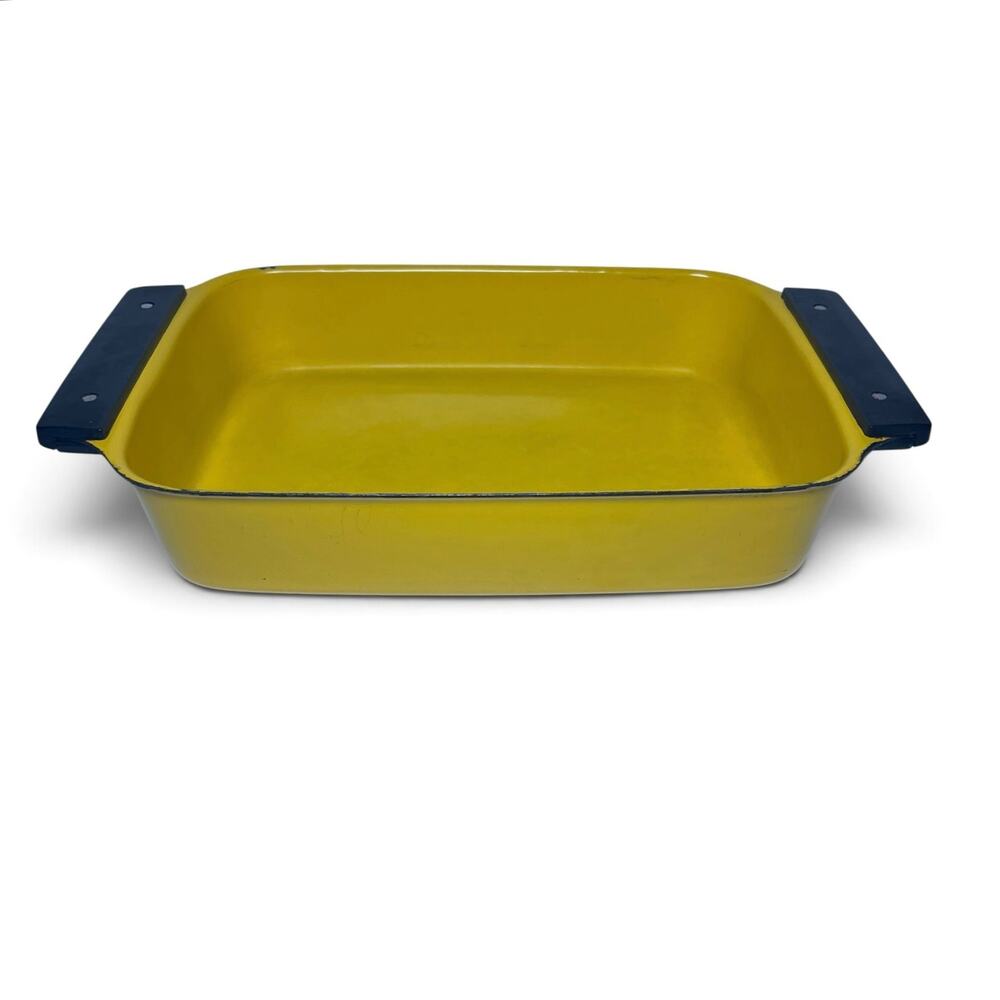 Vintage Mid Century Catherineholm Yellow Enamelware Roasting Pan Lasagna Handles